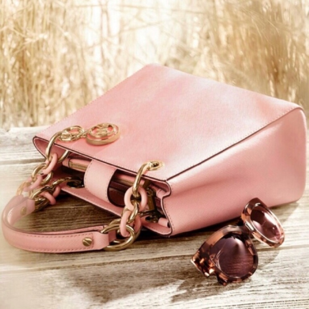 Michael Kors Cynthia Pink Saffiano Leather Satchel